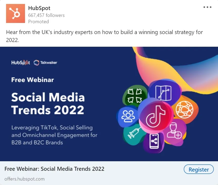 hubspotlinkedin 廣告示例