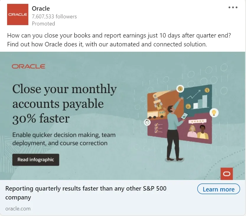 linkedin 廣告示例 - oracle