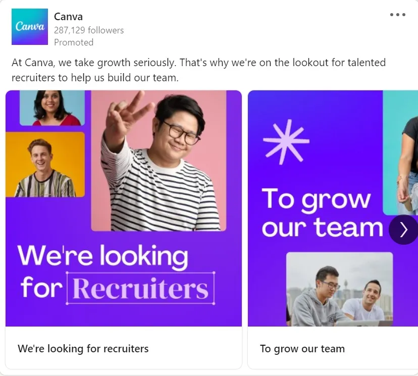 linkedin 廣告示例 - canva