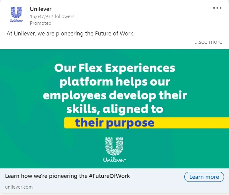LinkedIn 廣告示例 - 聯合利華