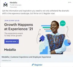 LinkedIn 廣告示例 - 獎章