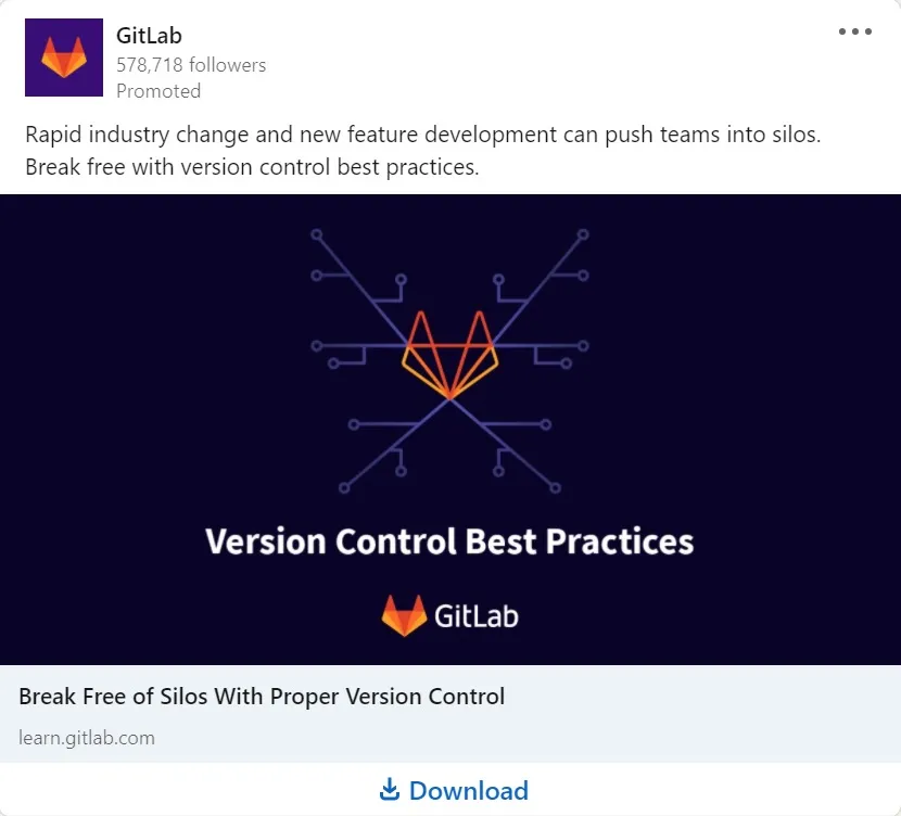 linkedin 廣告示例 - gitlab