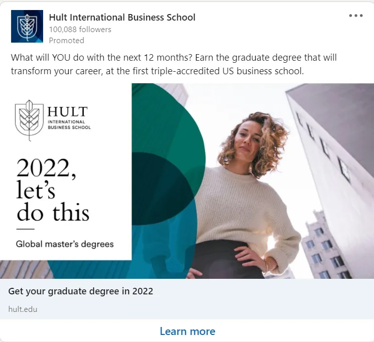 linkedin 廣告示例 - hult