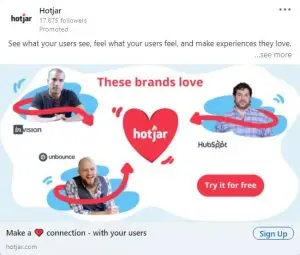 linkedin 廣告示例 - hotjar