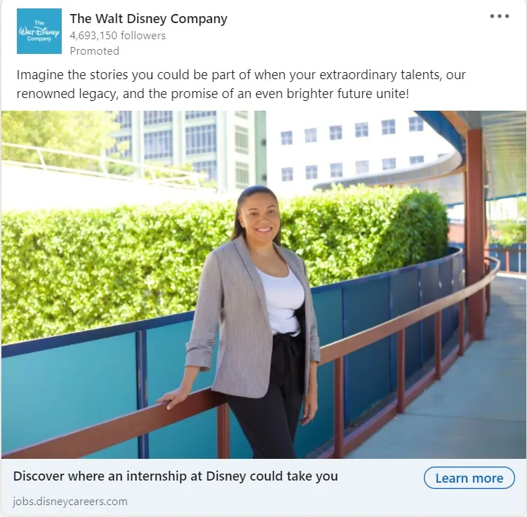 LinkedIn 廣告示例 - 華特迪士尼