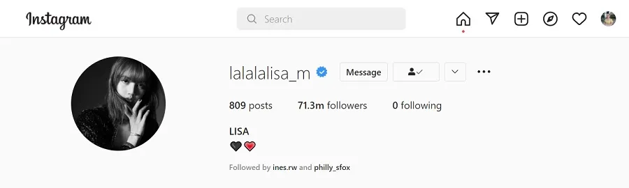strategi pemasaran blackpink - lisa instagram - personal branding