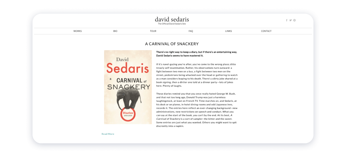 david-sedaris-ウェブサイト author websites examples