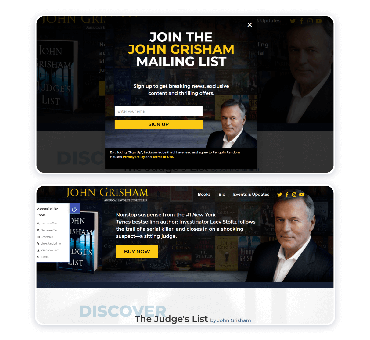 ジョン・グリシャム authors websites examples