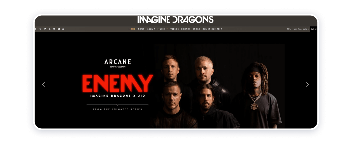 band websites examples