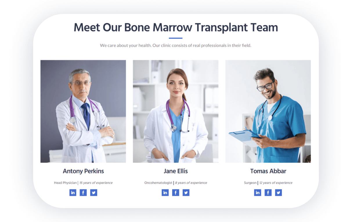 our team page template