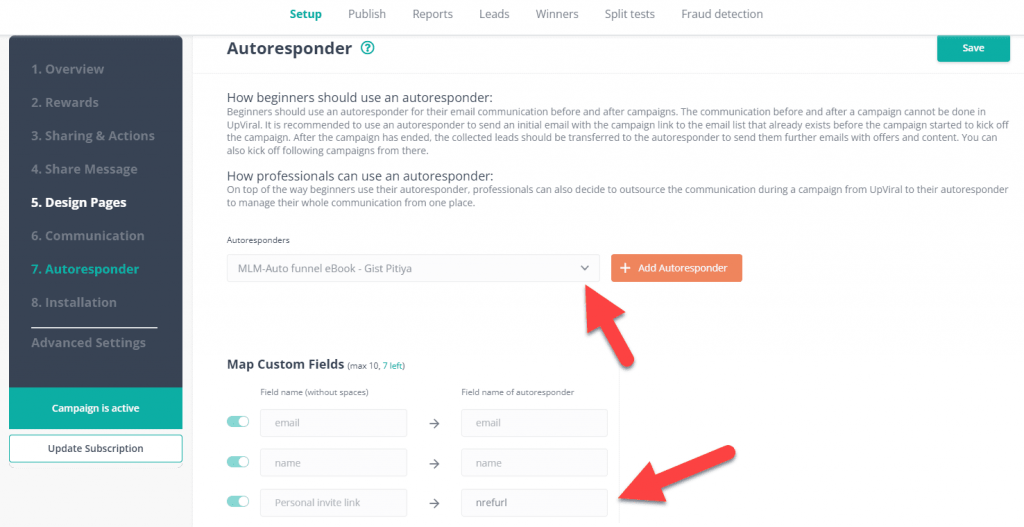 upviral-email-autoresponder-hartă-câmpuri-personalizate