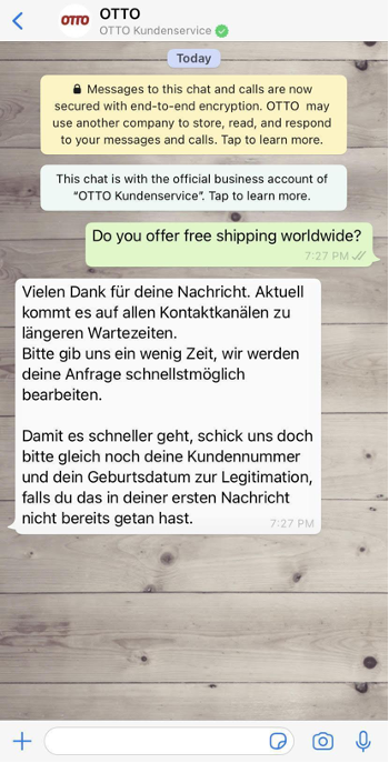 Experiența de marketing WhatsApp a lui Otto| WebEngage