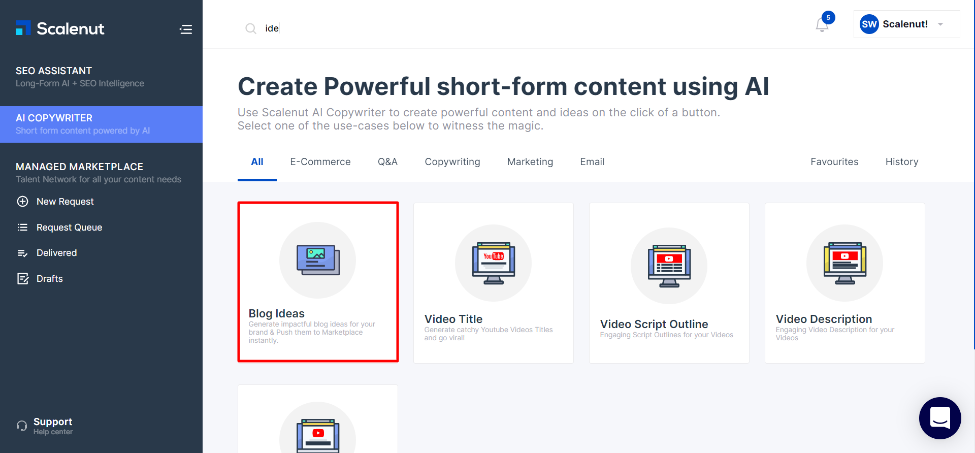 Generador de ideas para blogs