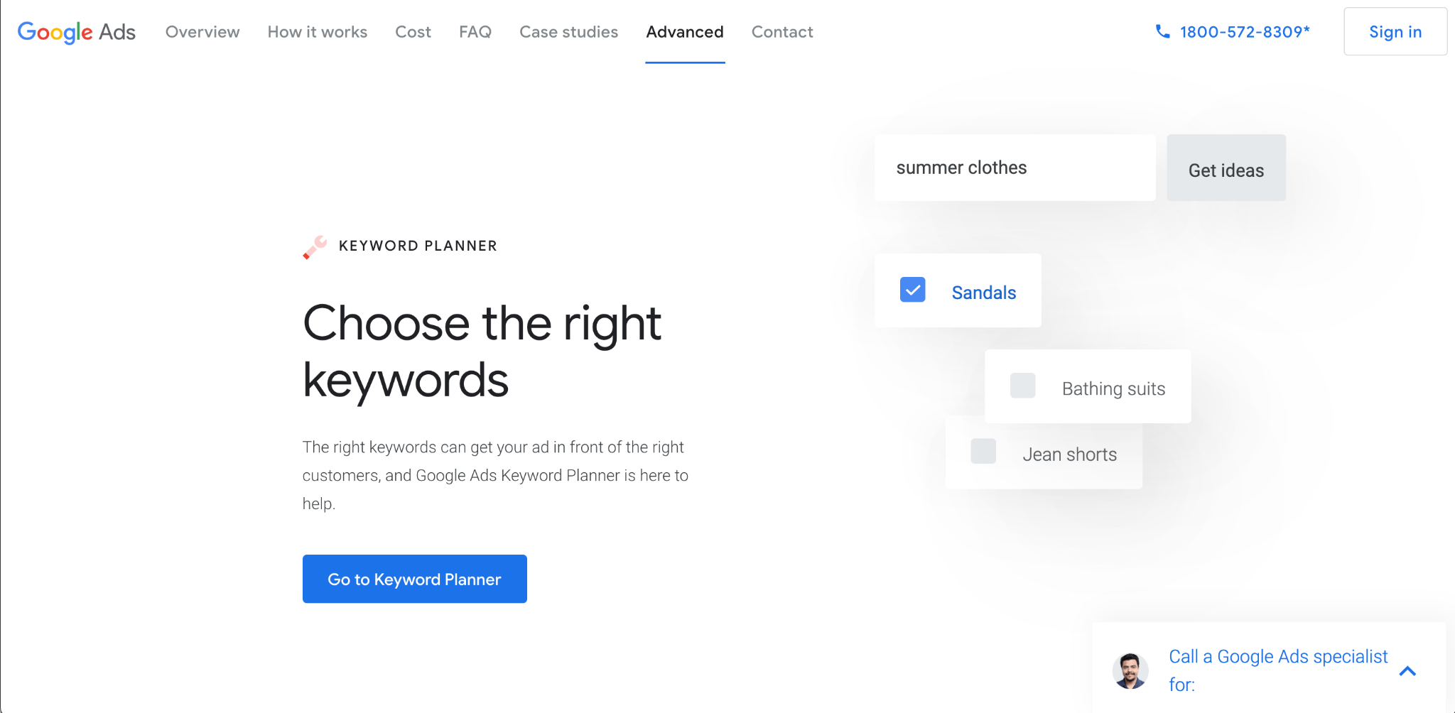 Planificador de palabras clave de anuncios de Google