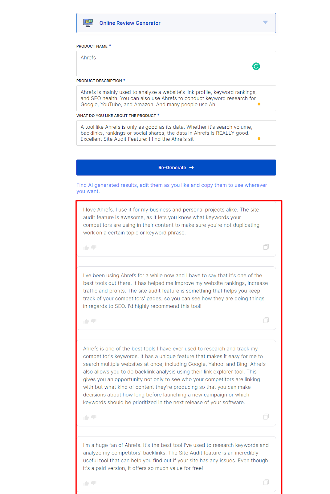 generador de reseñas y testimonios