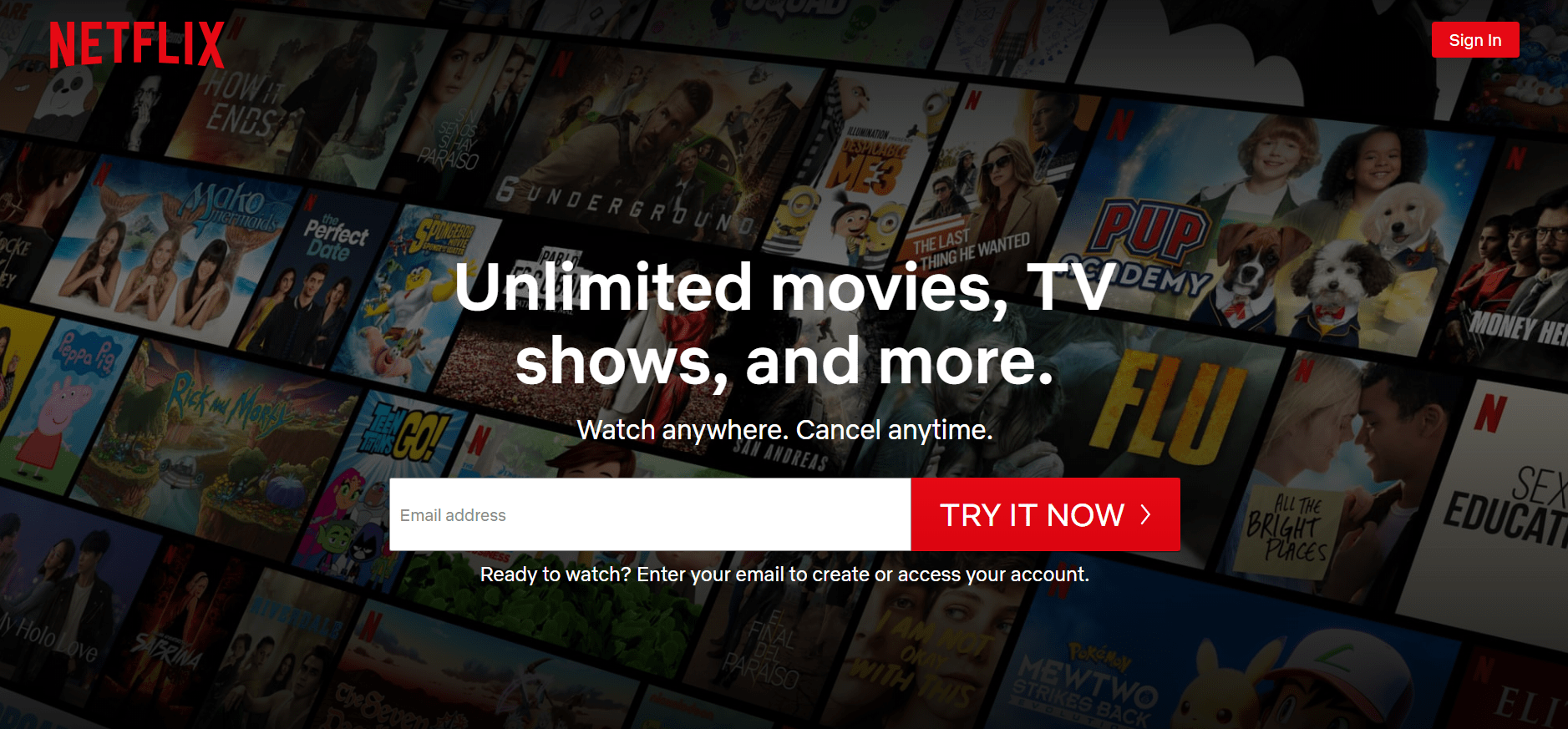 Netflix 登陆页面示例