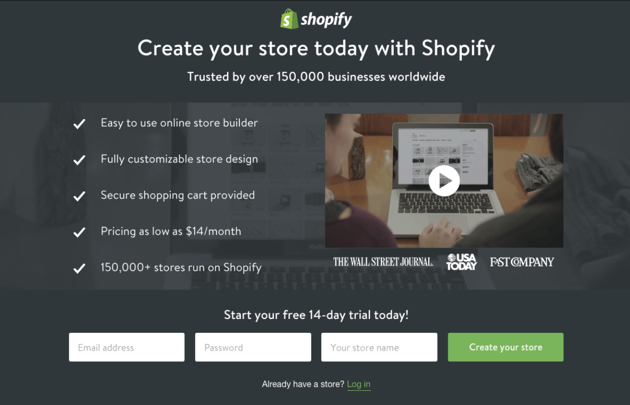 shopify登陆页面示例
