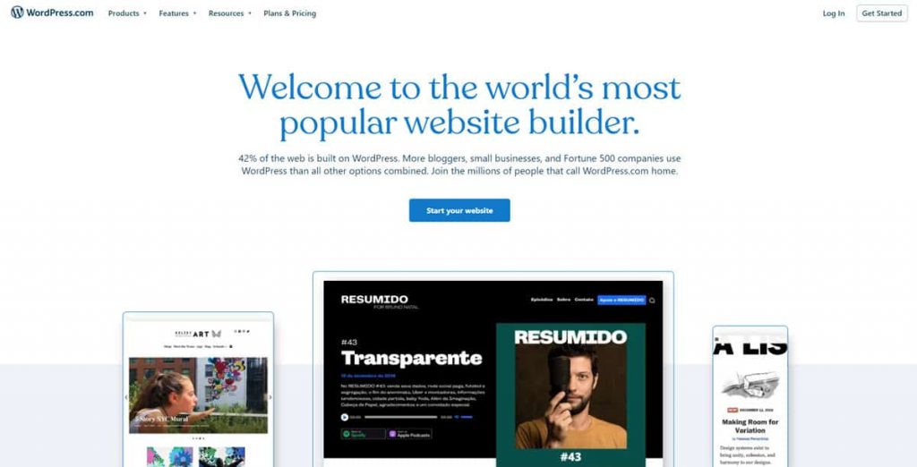 Halaman beranda WordPress.com