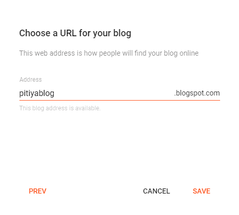 Pilih URL untuk blog Blogspot