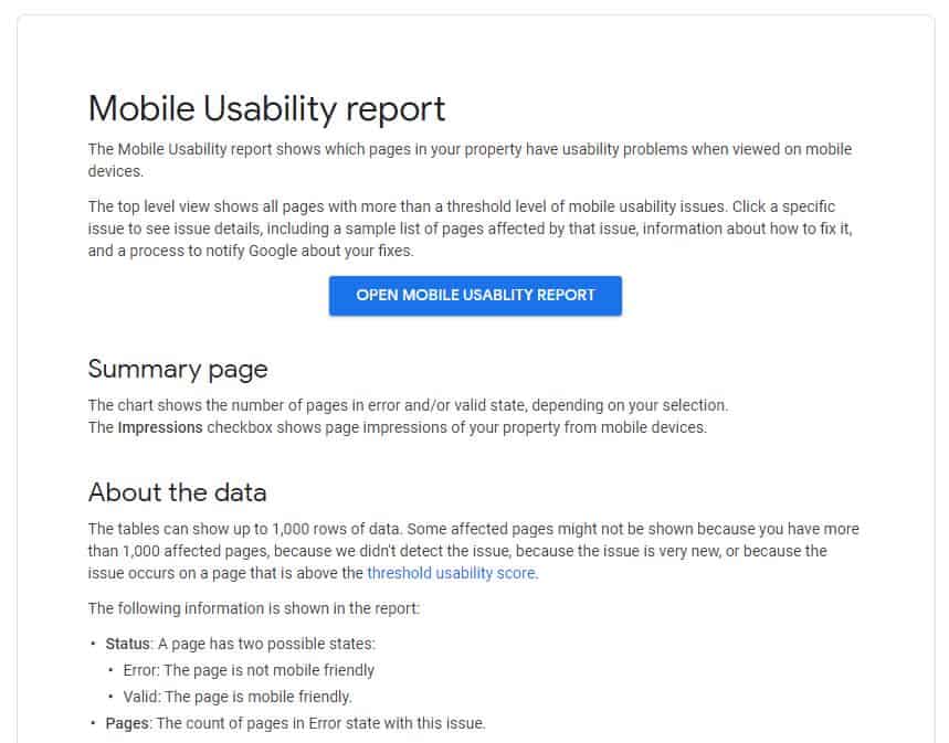 รายงานการใช้งาน Google Mobile