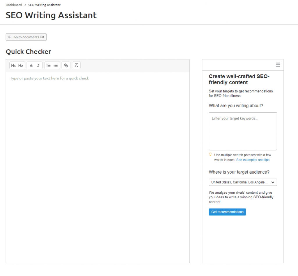 quick-checker-Semrush-SEO-Writing-Assistant
