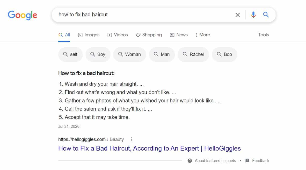 グーグルでのオンラインプレゼンス-注目のスニペット
