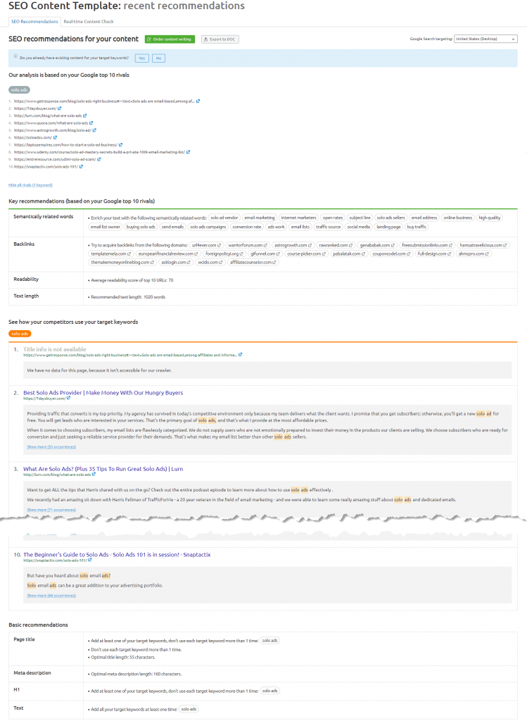 Semrush-SEO-Konten-Templat-rekomendasi-laporan