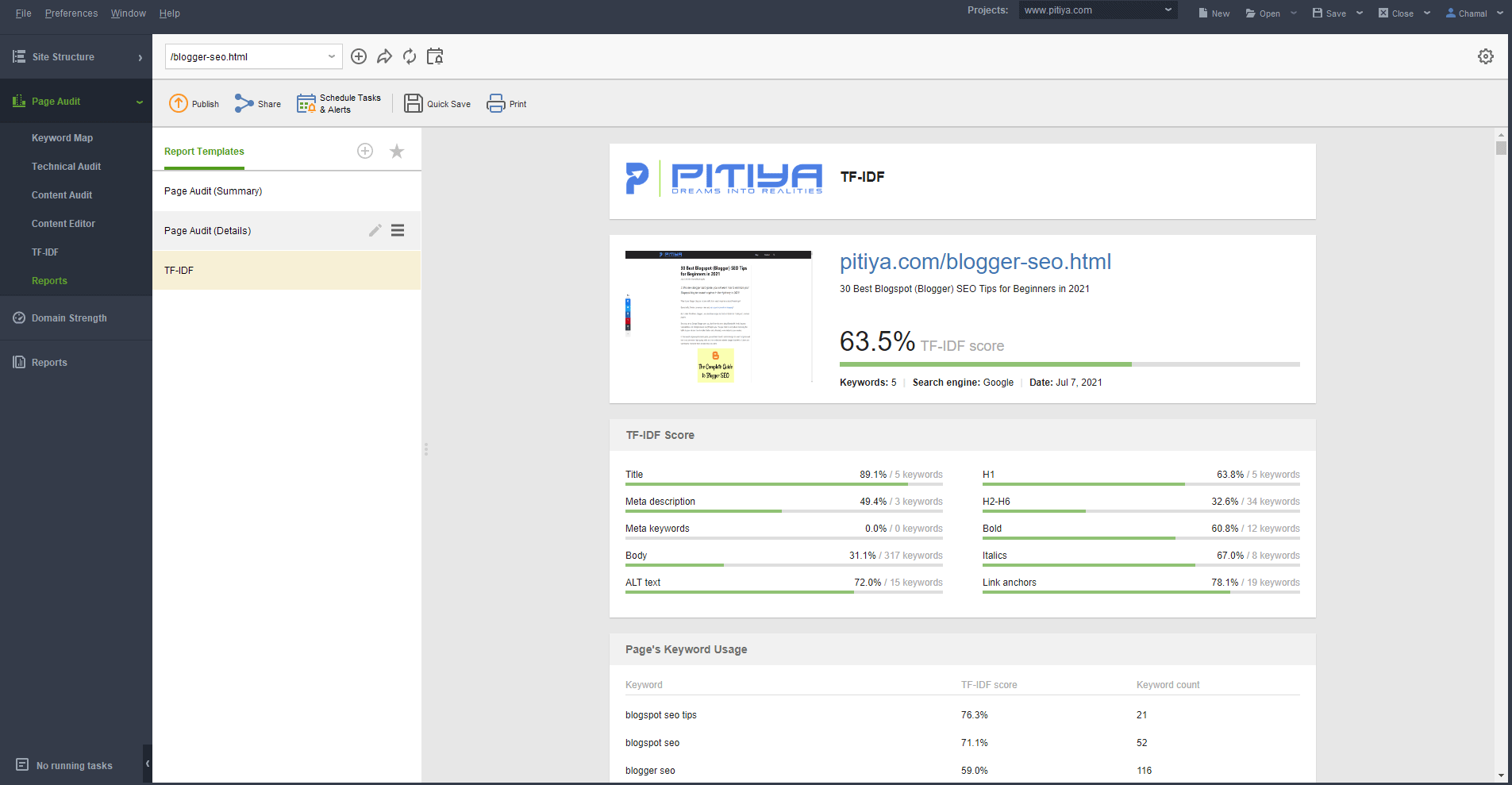 Laporan Audit Halaman di Auditor Situs Web