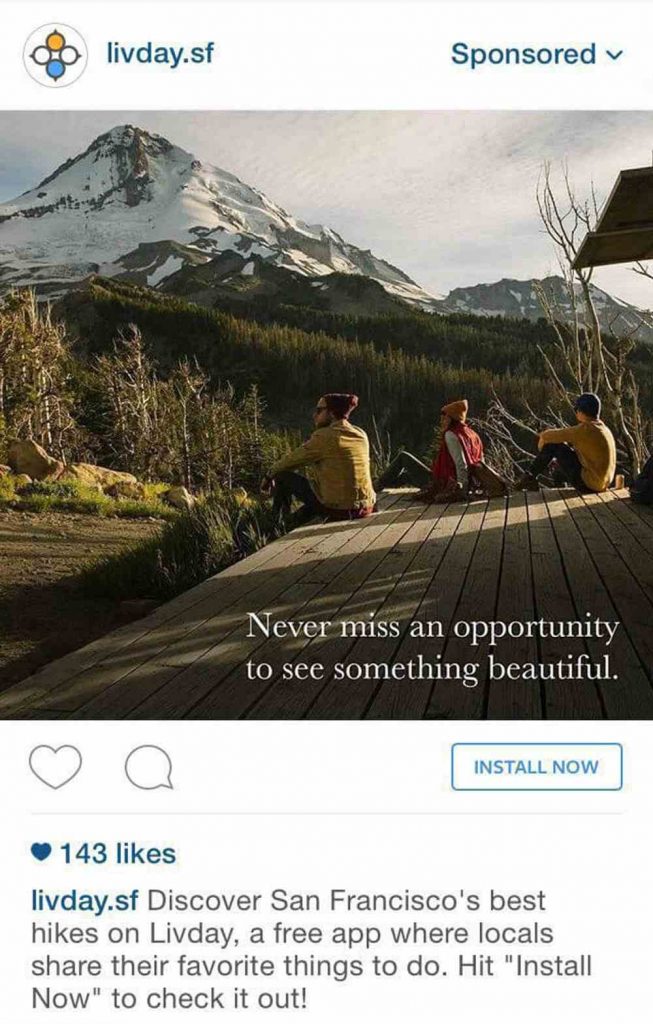 ตัวอย่างโฆษณา Instagram ที่ดีที่สุด