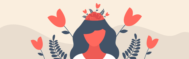 ilustração de uma menina e flores