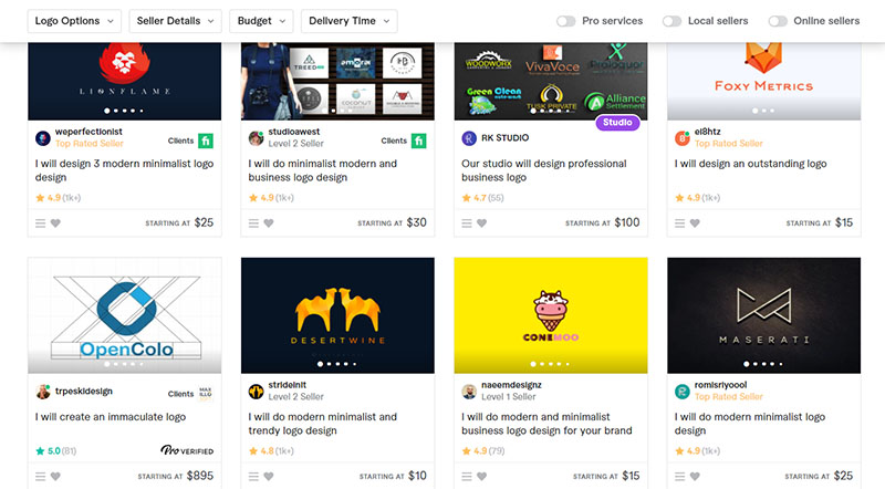 Fiverr หน้าเว็บ