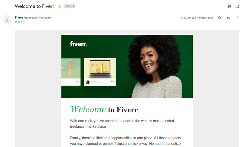 Fiverr หน้าเว็บ