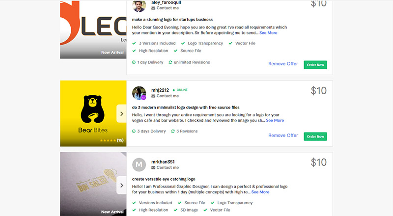 Fiverr หน้าเว็บ