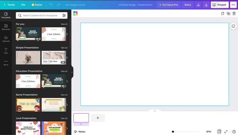 Aplikasi web Canva