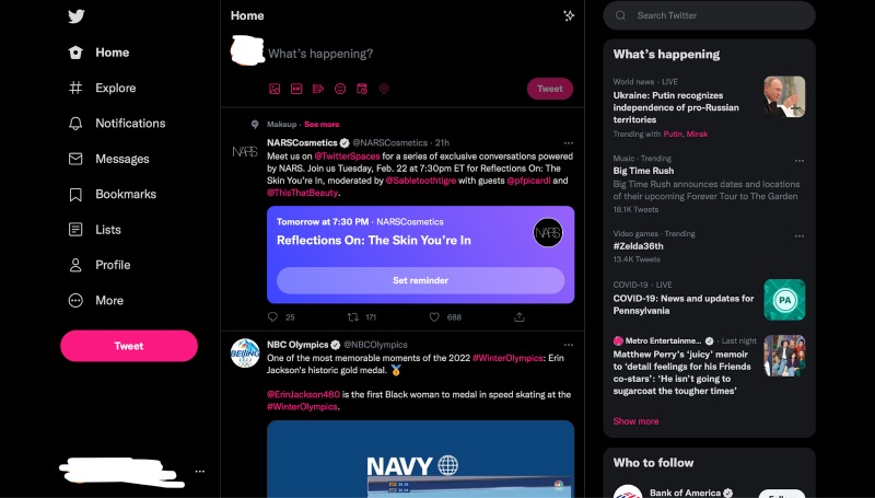 aplikasi web Twitter