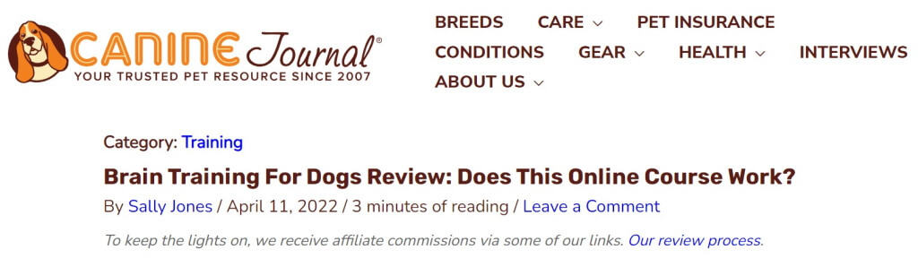 Brain Training For Dogs - Reseña de producto de Content Publisher