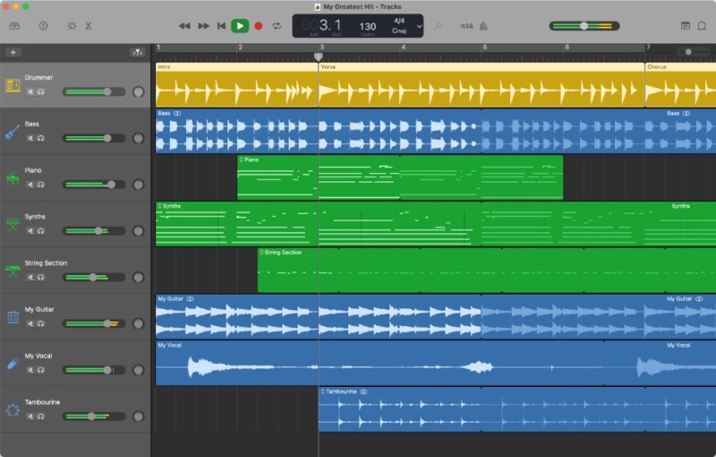 DAW-uri GarageBand Apple