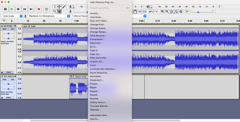 音效菜单 Audacity