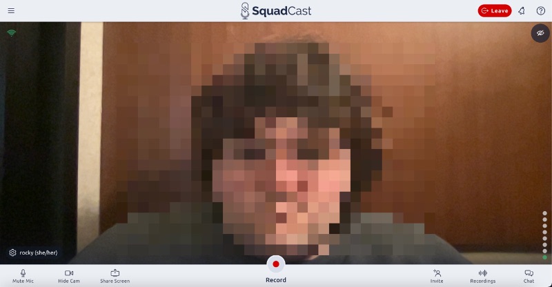 Sesi rekaman podcast Squadcast