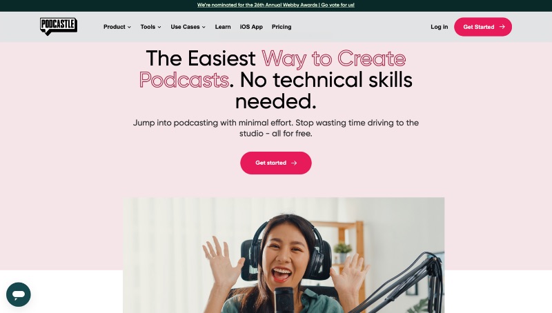 Captura de tela do site do Podcastle