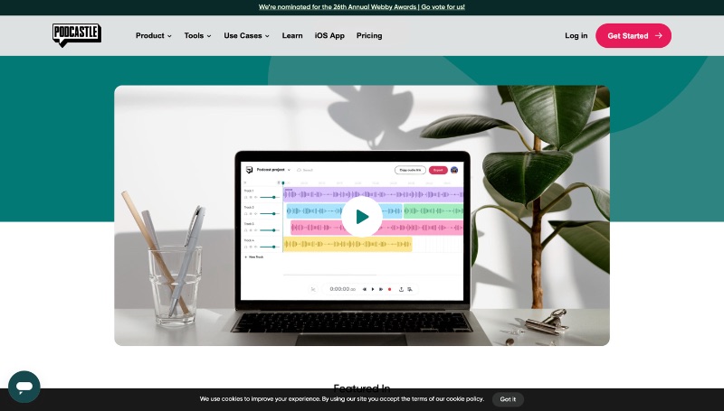 Captura de tela do site do Podcastle