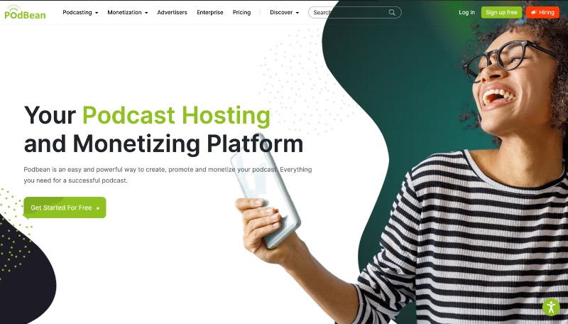 Tangkapan layar situs web Podbean