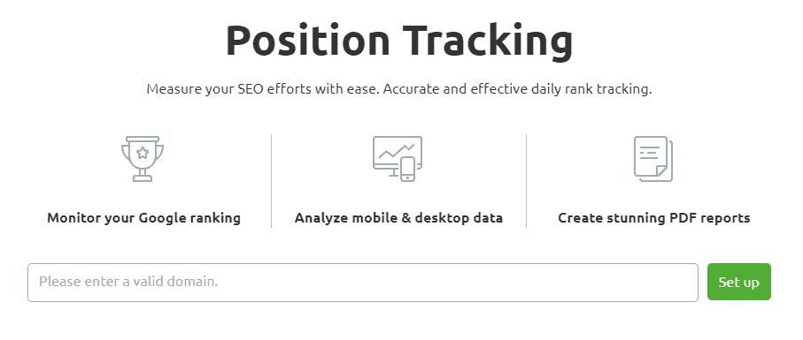 instrument de urmărire a poziţiei semrush