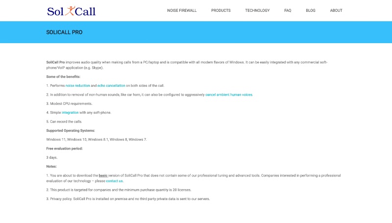 SoliCall Pro web sitesi ekran görüntüsü