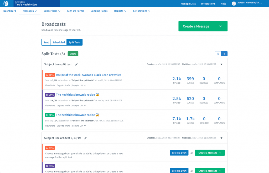 aweber-split-test