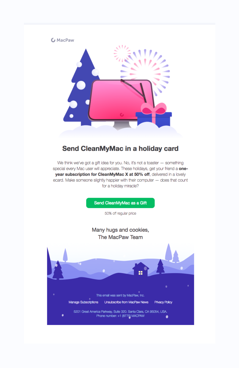 Email ajakan bertindak liburan