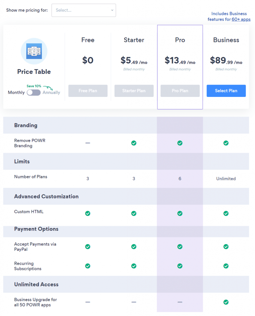 power-pricing-table-pricing