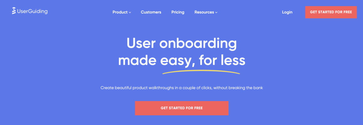 UserGuiding เว็บไซต์ผลิตภัณฑ์