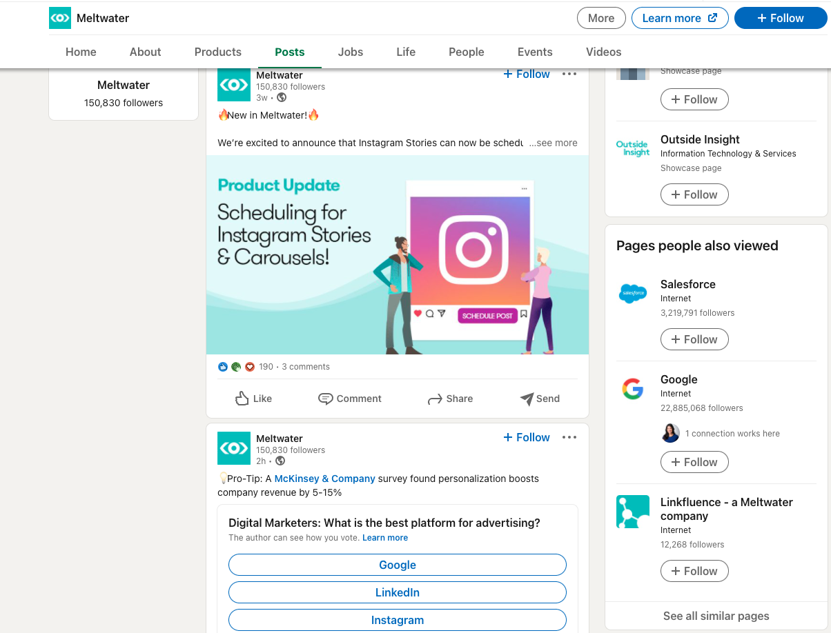 สกรีนช็อตของโพสต์ประกาศบน LinkedIn