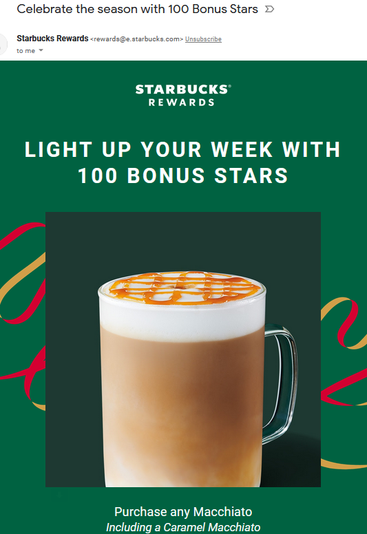 Canalul de distribuție prin e-mail Starbucks